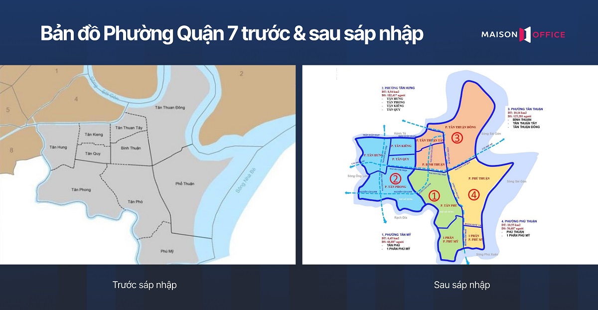 Bản đồ Quận 7 trước và sau sáp nhập