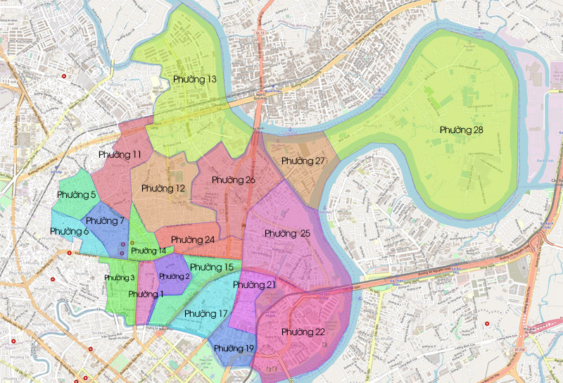 Bản đồ Quận Bình Thạnh trước khi sáp nhập 