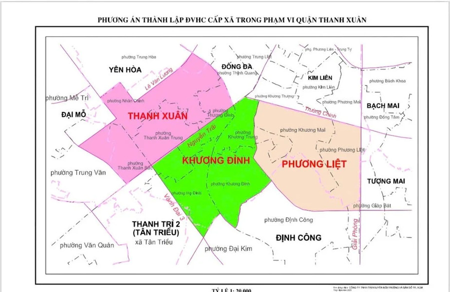 Bản đồ sáp nhập phường khu vực quận Thanh Xuân
