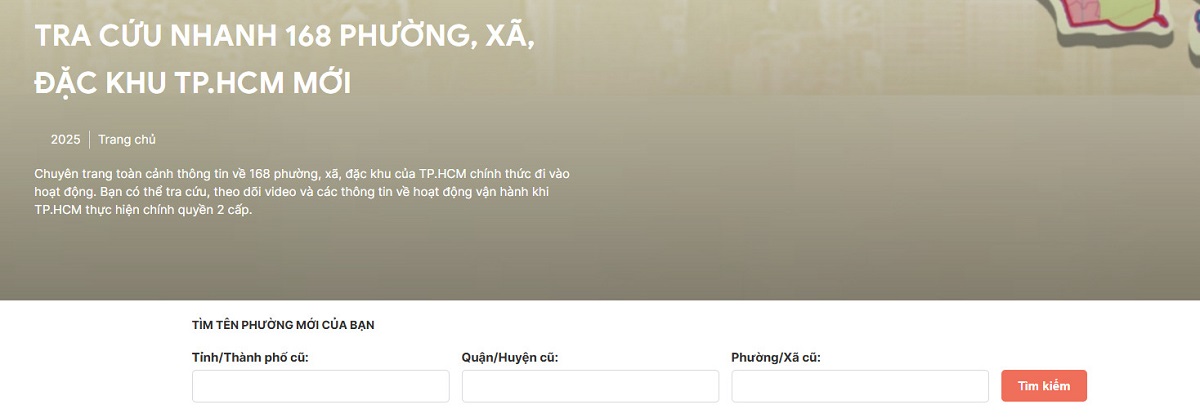 Tra cứu thông tin phường xã TPHCM trên website htv.com.vn