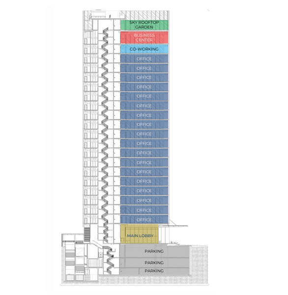 Quy mô tòa nhà Parc Tower, Quận 1