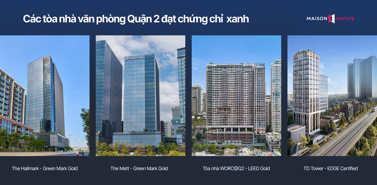 Top tòa nhà Quận 2 đạt chứng nhận văn phòng xanh