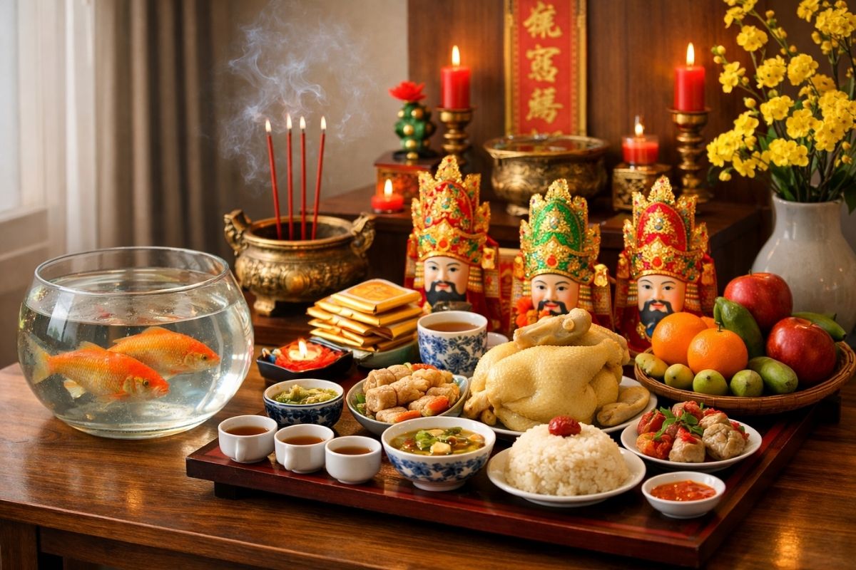 Hướng dẫn cúng ông Công ông Táo 2026 chi tiết: Cách chọn giờ tốt, chuẩn bị mâm cỗ