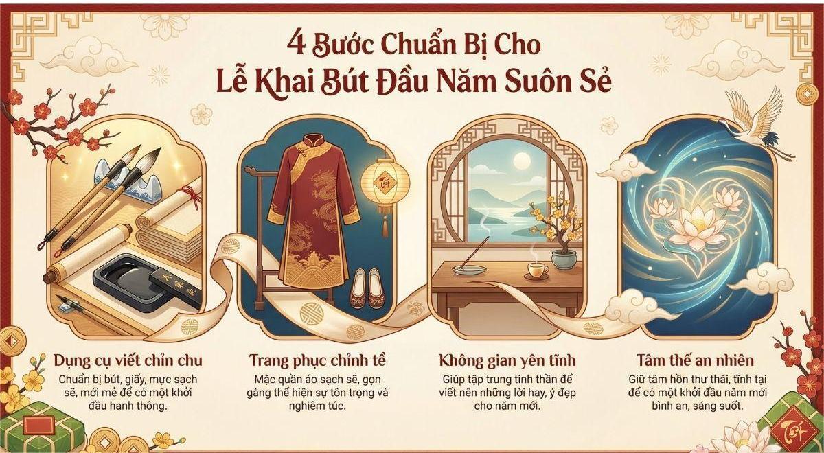 Chuẩn bị bút mực và giấy trắng sạch sẽ