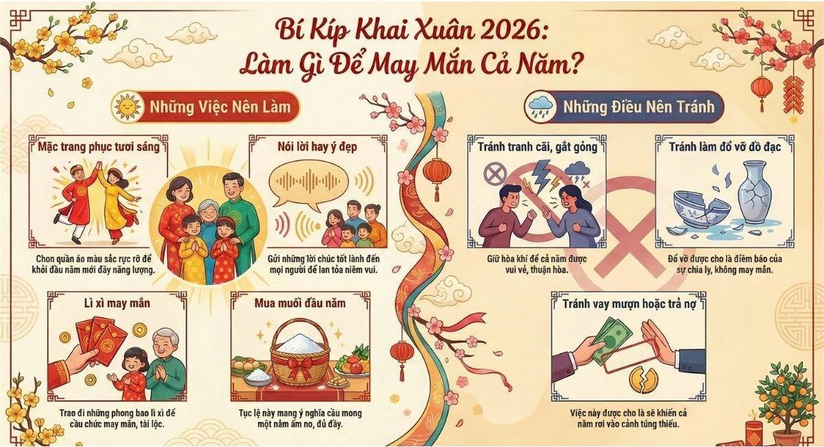 Thực hiện những việc nên làm giúp khai xuân năm 2026 trọn vẹn
