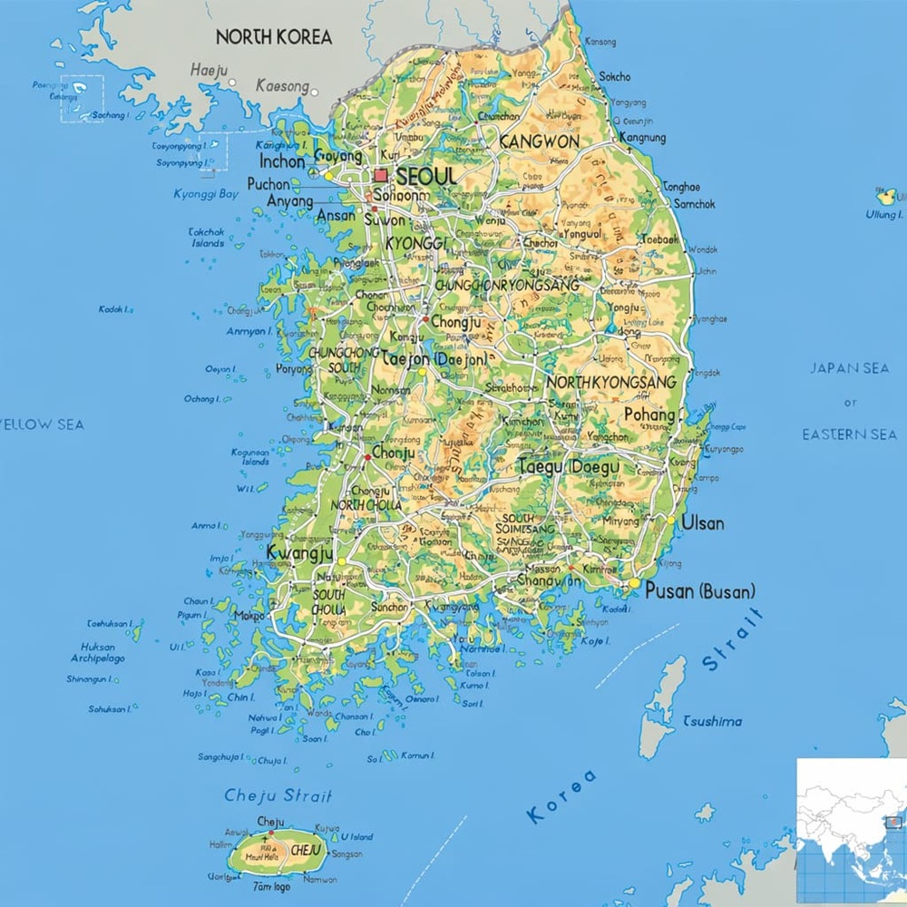 Bản đồ Hàn Quốc phóng to khổ lớn full HD