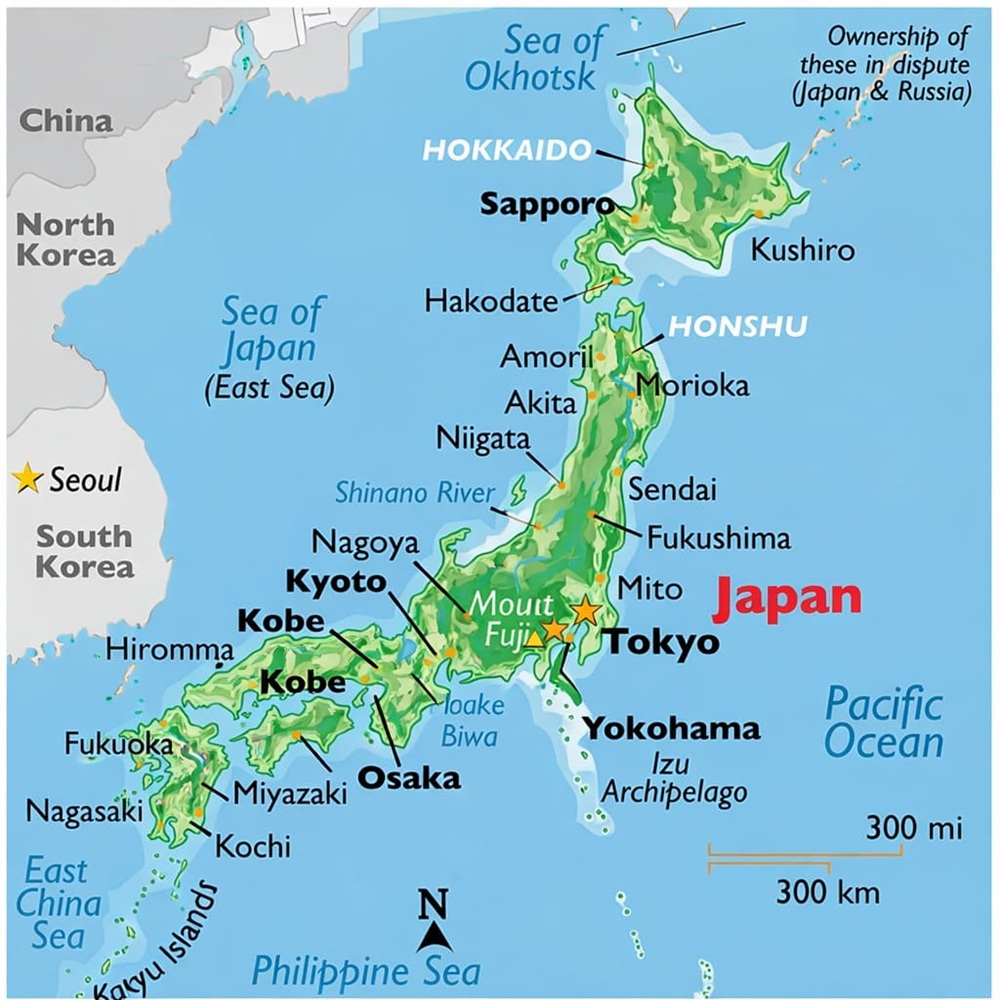 Bản đồ Nhật Bản phóng to khổ lớn cung cấp cái nhìn chi tiết về toàn bộ lãnh thổ