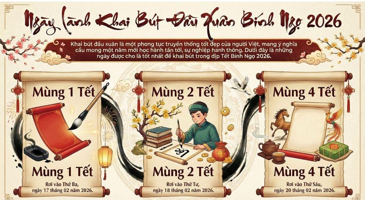 Lịch ngày tốt khai bút đầu xuân