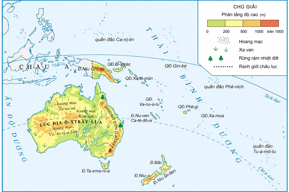 Bản đồ địa lý phản ánh địa hình tự nhiên