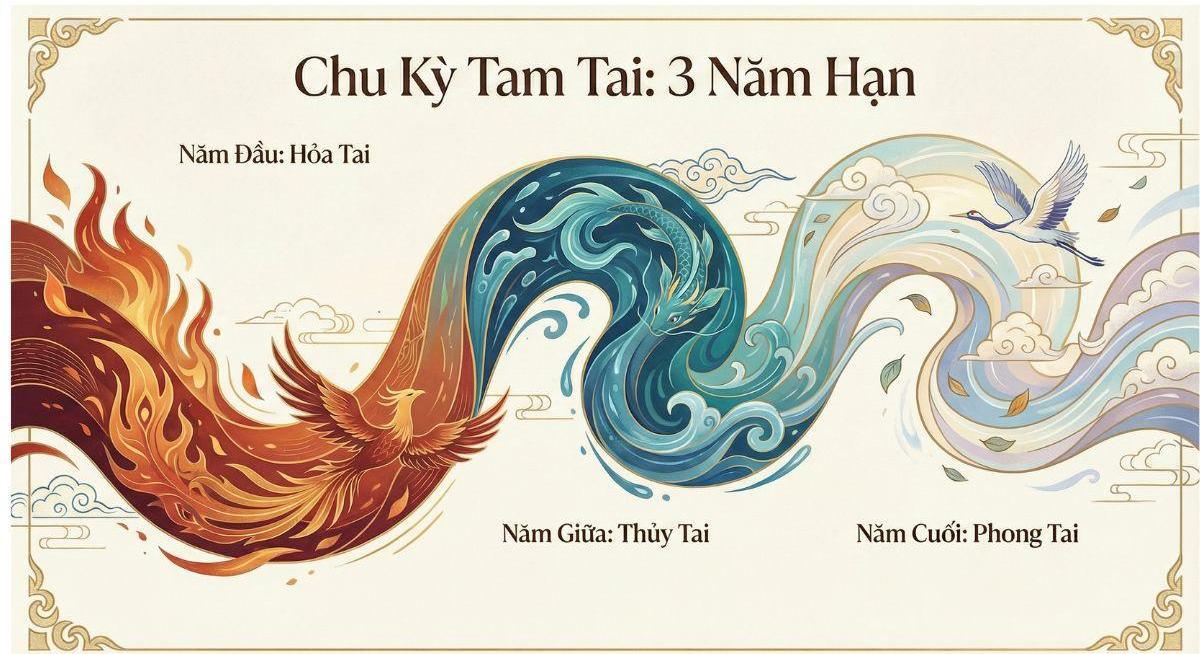 Chu kỳ 3 năm Tam Tai liên tiếp: Hỏa tai, Thủy tai và Phong tai