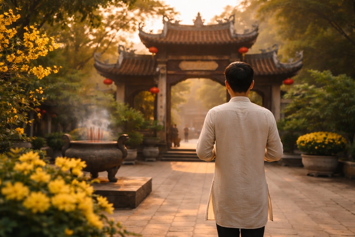 Xuất hành đi lễ chùa, cầu an đầu năm