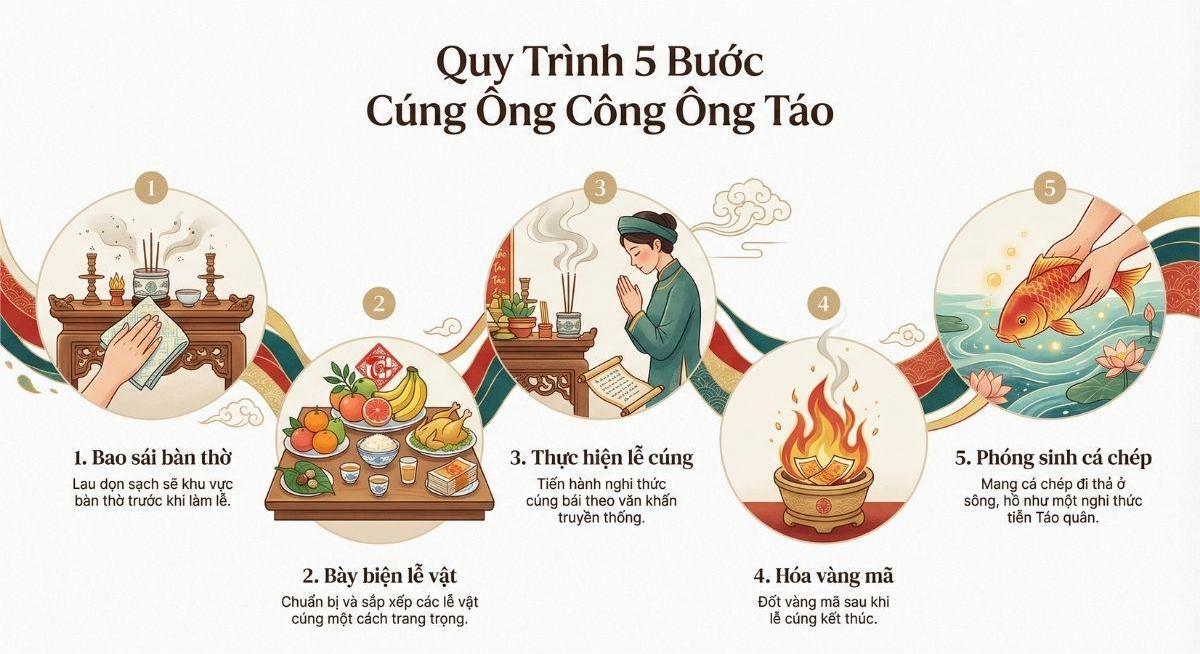 Trình tự các bước cúng ông Công ông Táo