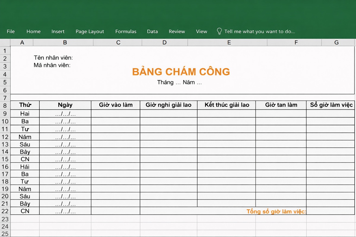 Bảng chấm công cá nhân giúp nhân viên tự theo dõi thời gian