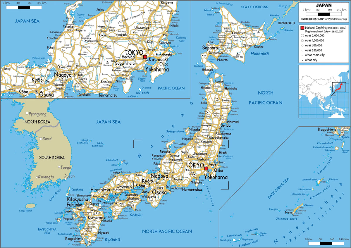 Bản đồ Nhật Bản phóng to khổ lớn full HD (Tải miễn phí)