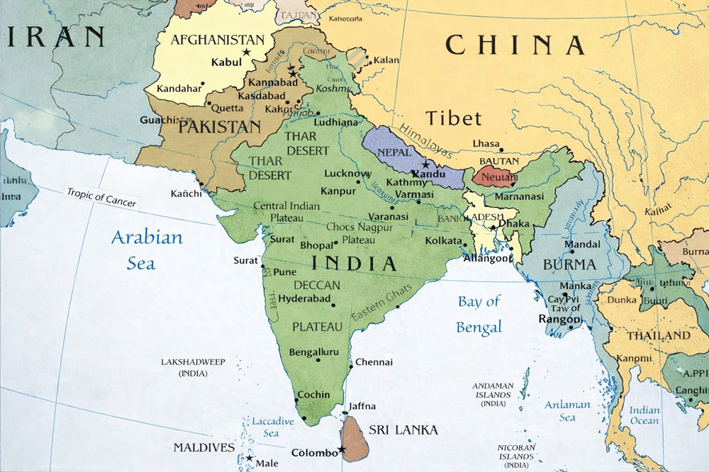 Bản đồ Nam Á phóng to khổ lớn
