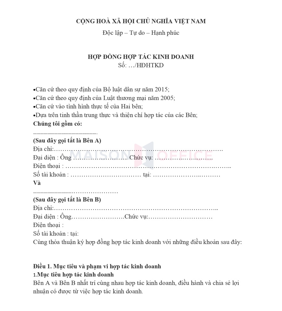 Hợp đồng hợp tác kinh doanh là gì