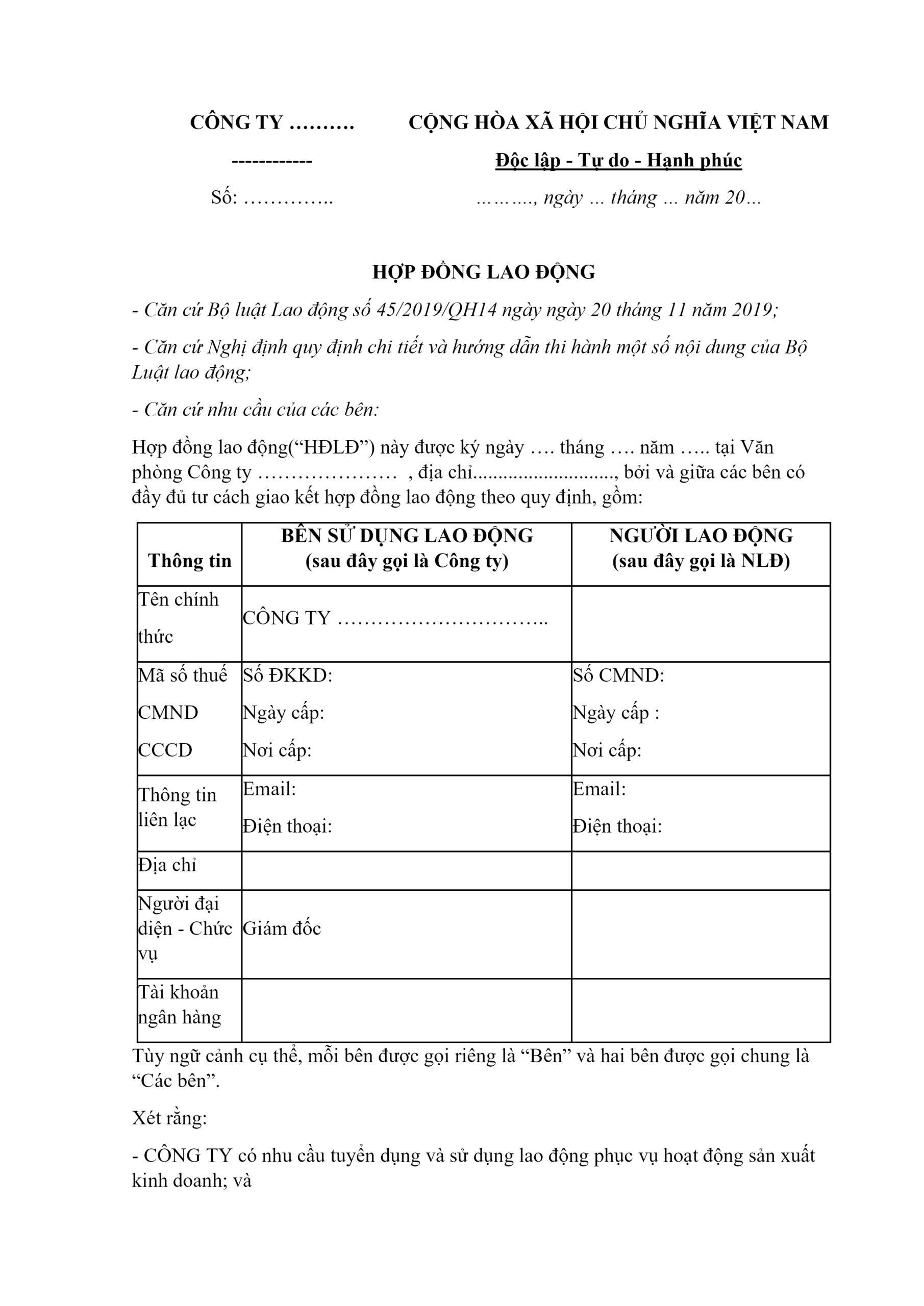 Hợp đồng CTV dịch vụ