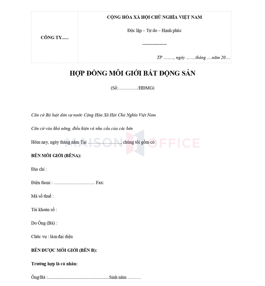 Hợp đồng môi giới bất động sản