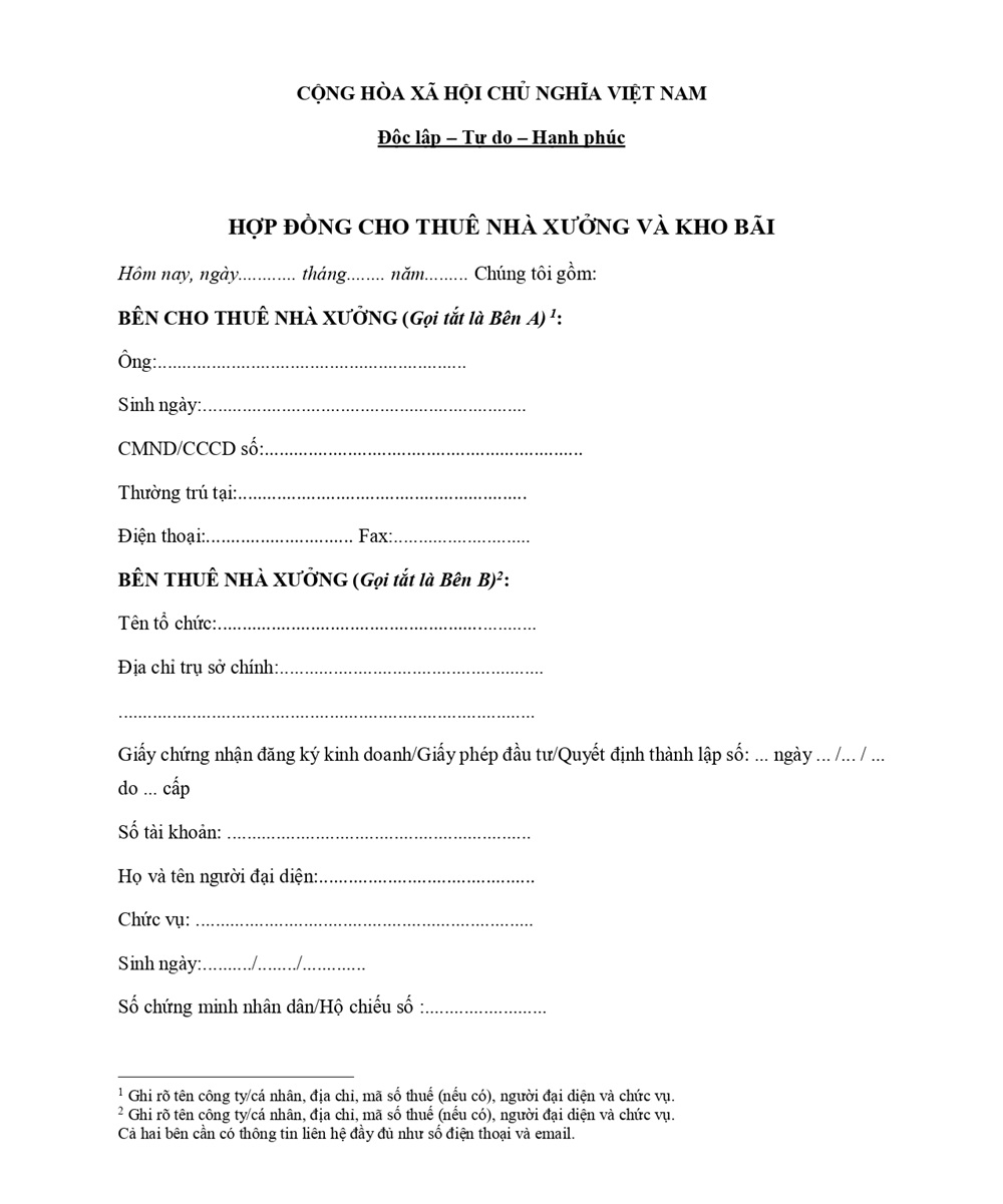 Hợp đồng cho thuê nhà xưởng là gì?