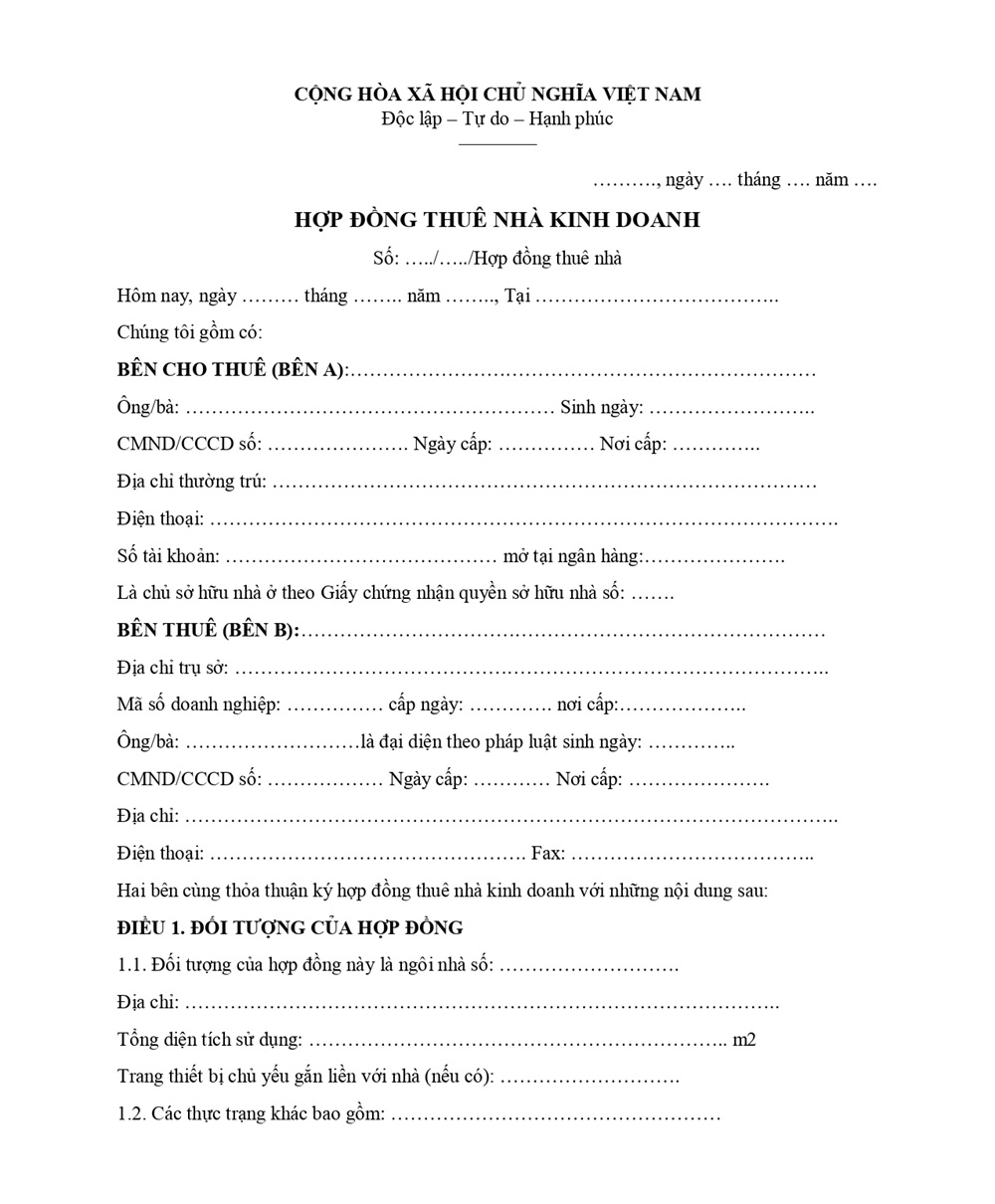 Hợp đồng thuê nhà kinh doanh là gì?