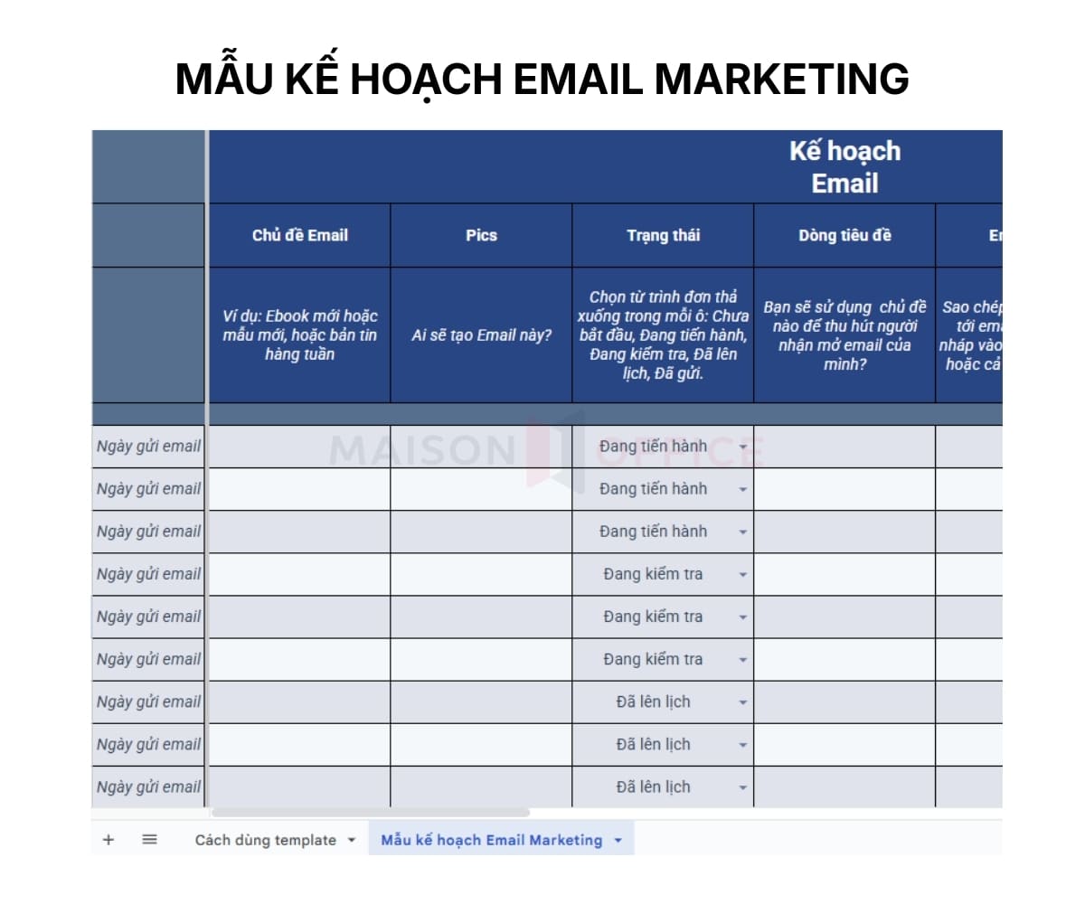 Mẫu kế hoạch Email Marketing