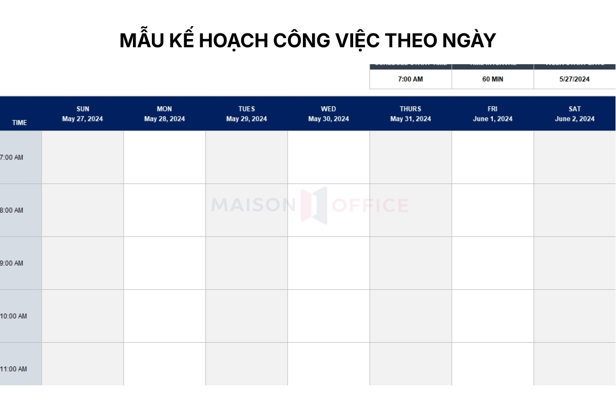 Mẫu kế hoạch công việc cá nhân theo ngày