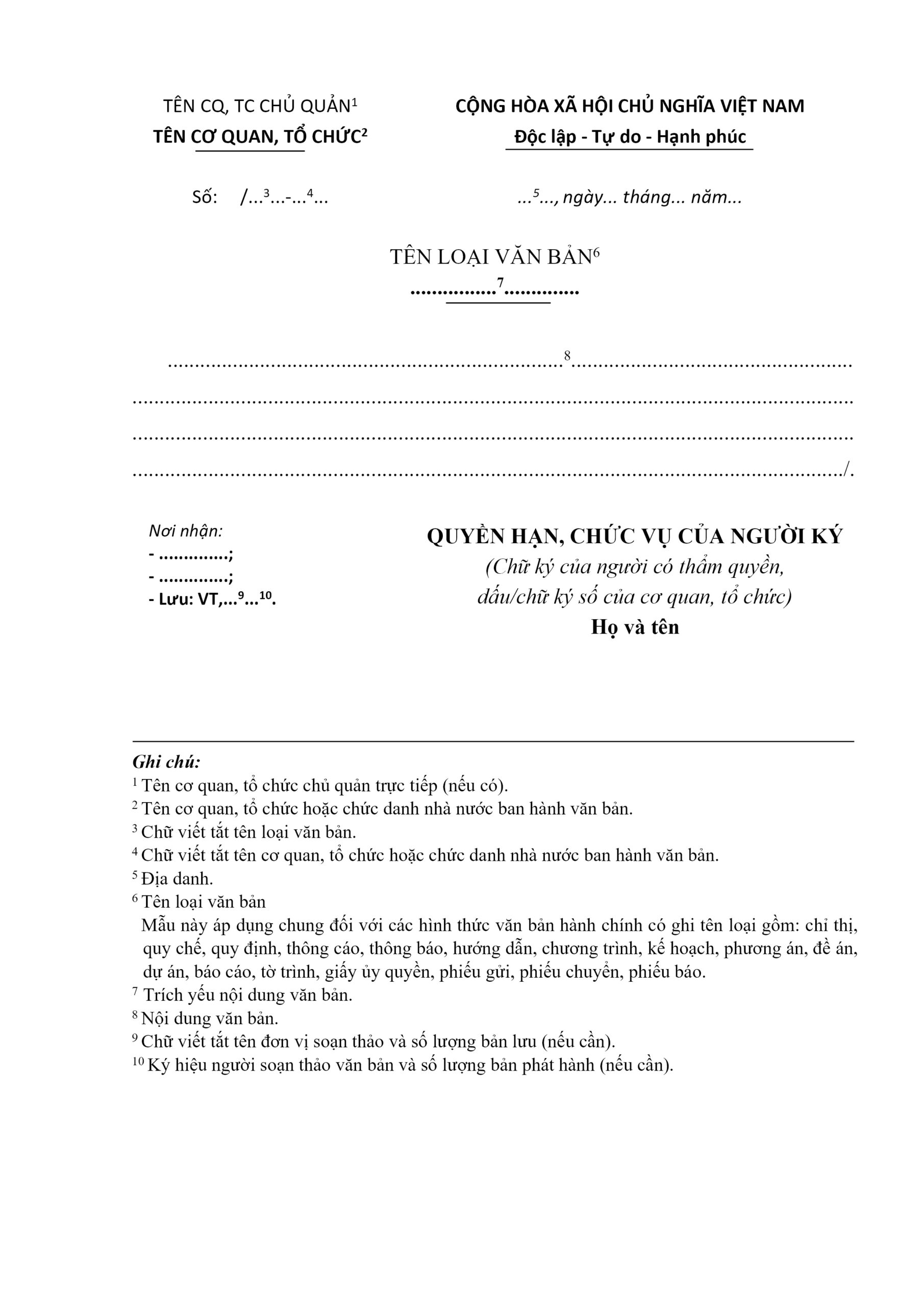 Mẫu tờ trình mới nhất