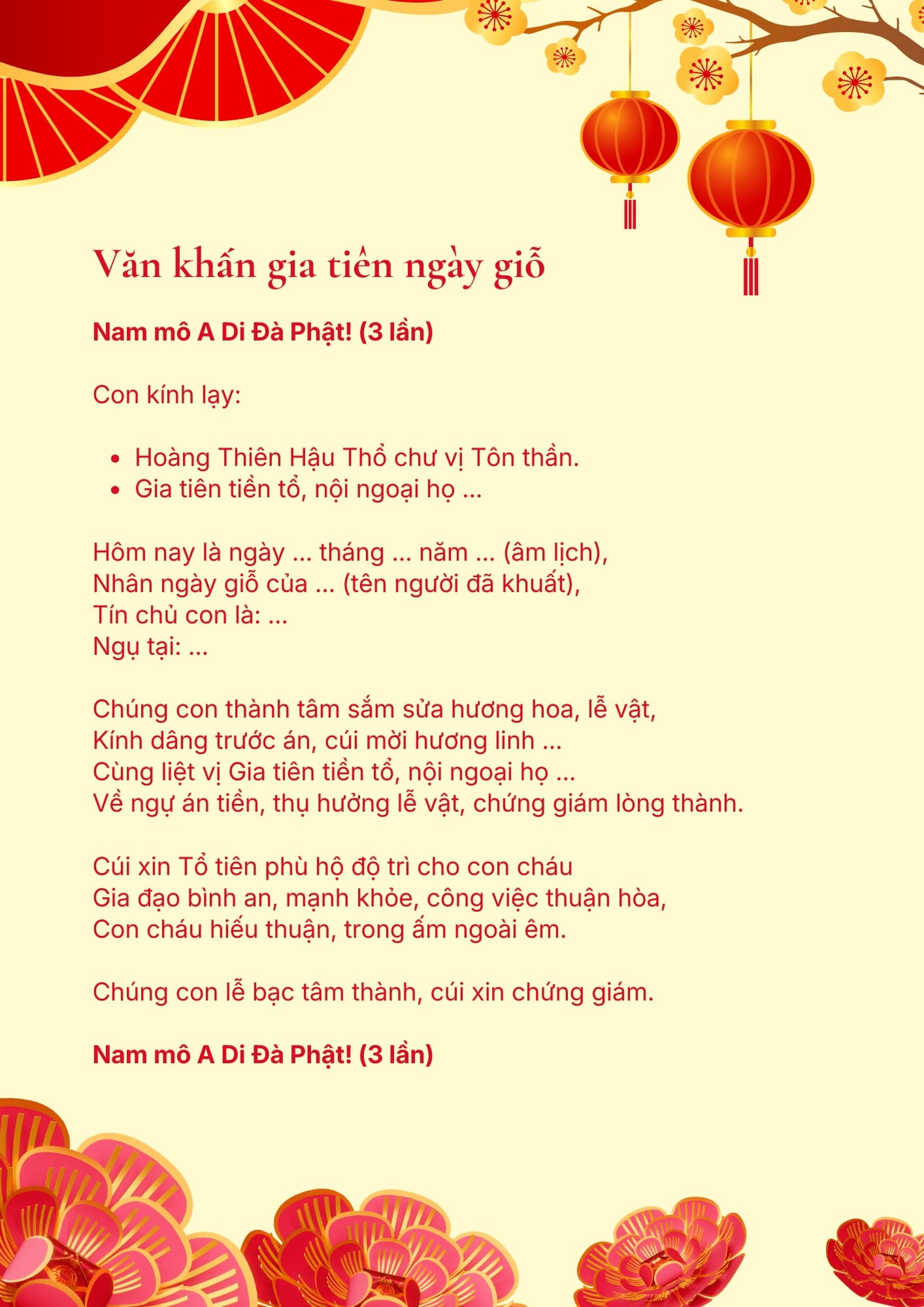 Văn khấn ngày giỗ
