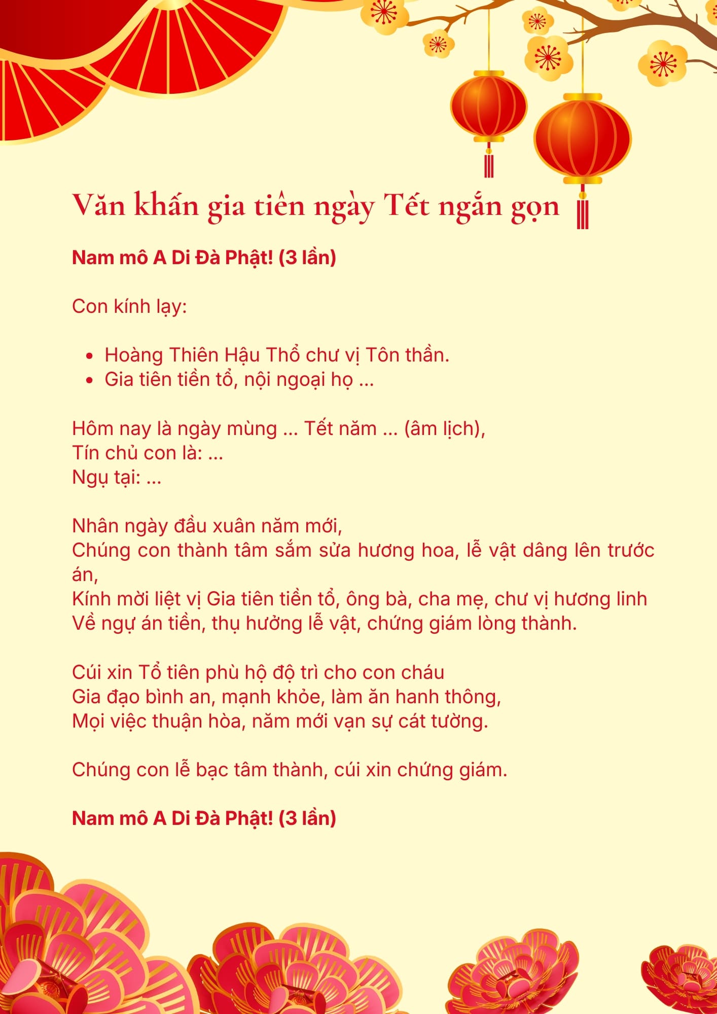 Văn khấn ngày Tết