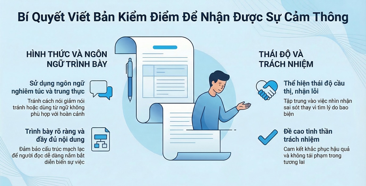 Lưu ý khi viết bản kiểm điểm để được thông cảm