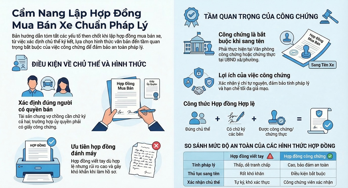 Những lưu ý quan trọng khi lập hợp đồng mua bán xe