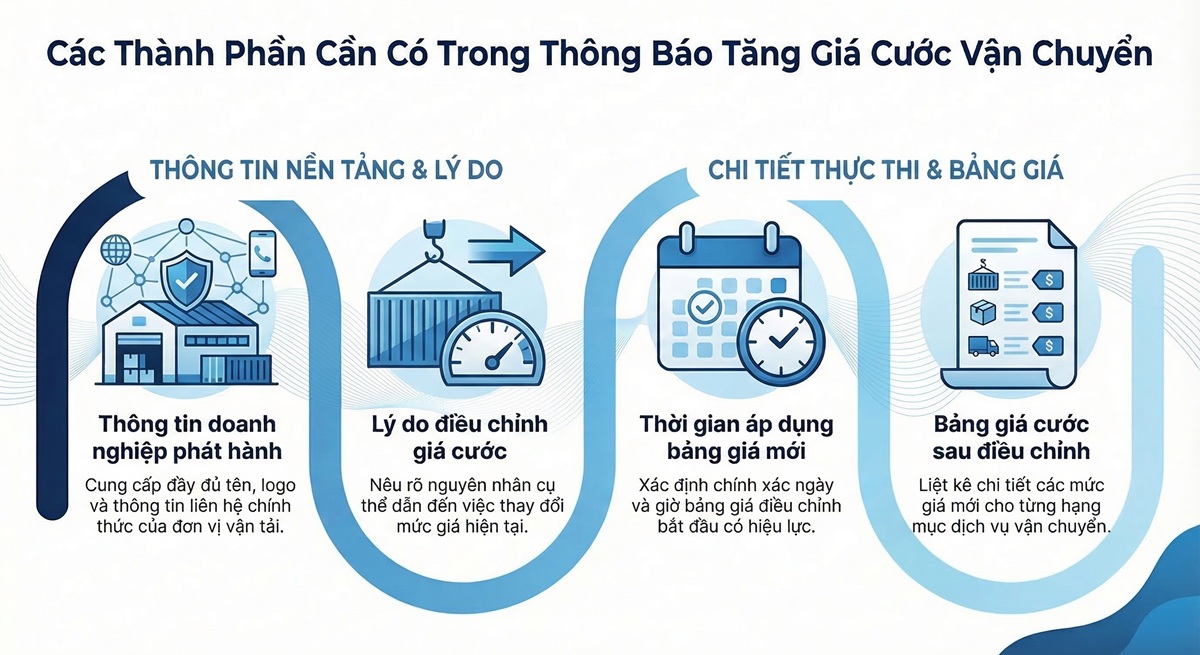 Nội dung cần có trong mẫu thông báo tăng giá cước vận chuyển