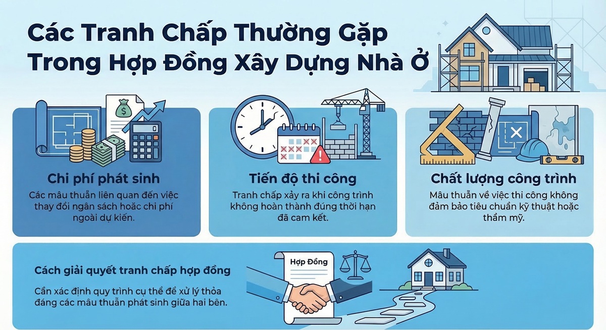 Các tranh chấp thường gặp trong hợp đồng xây dựng nhà ở
