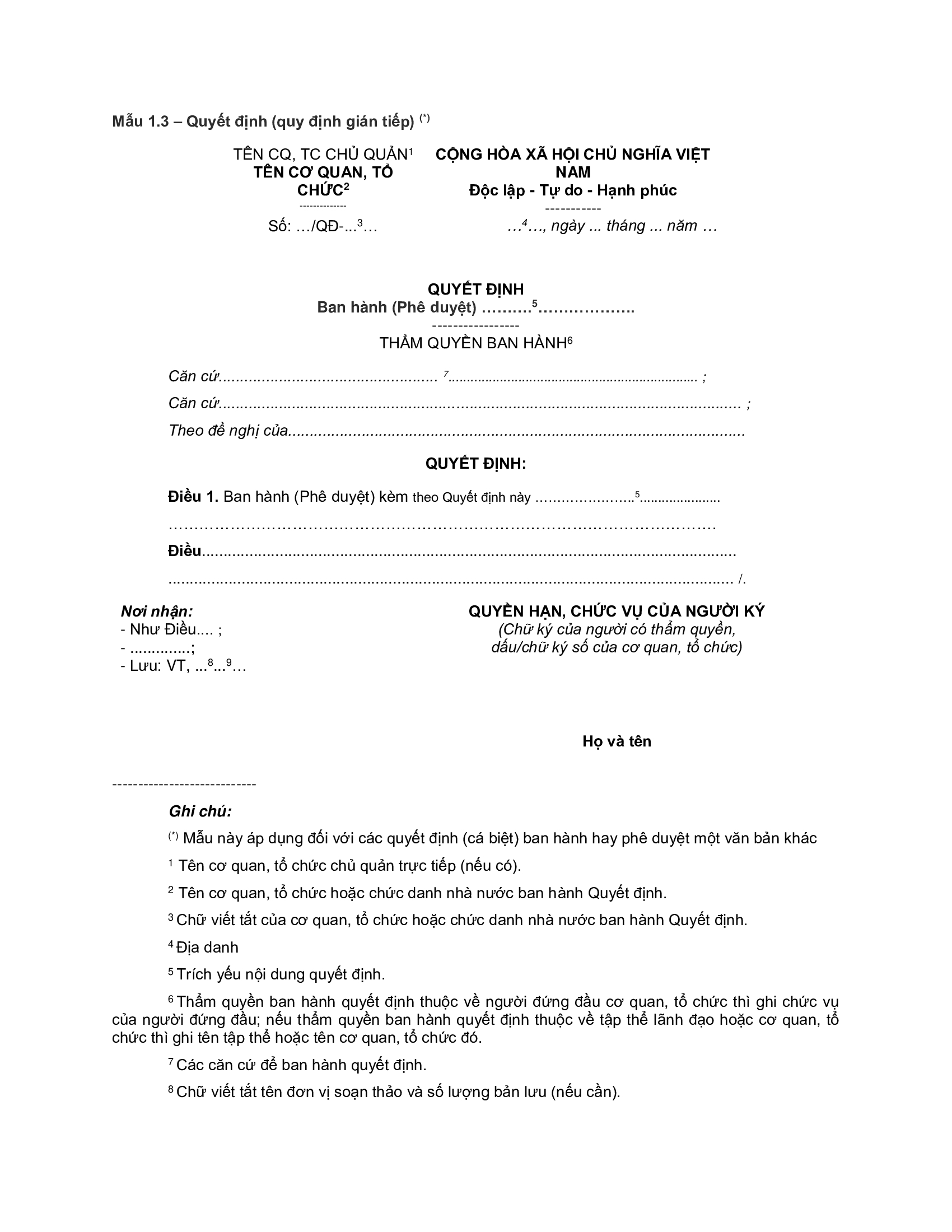 Quyết định cá biệt quy định gián tiếp