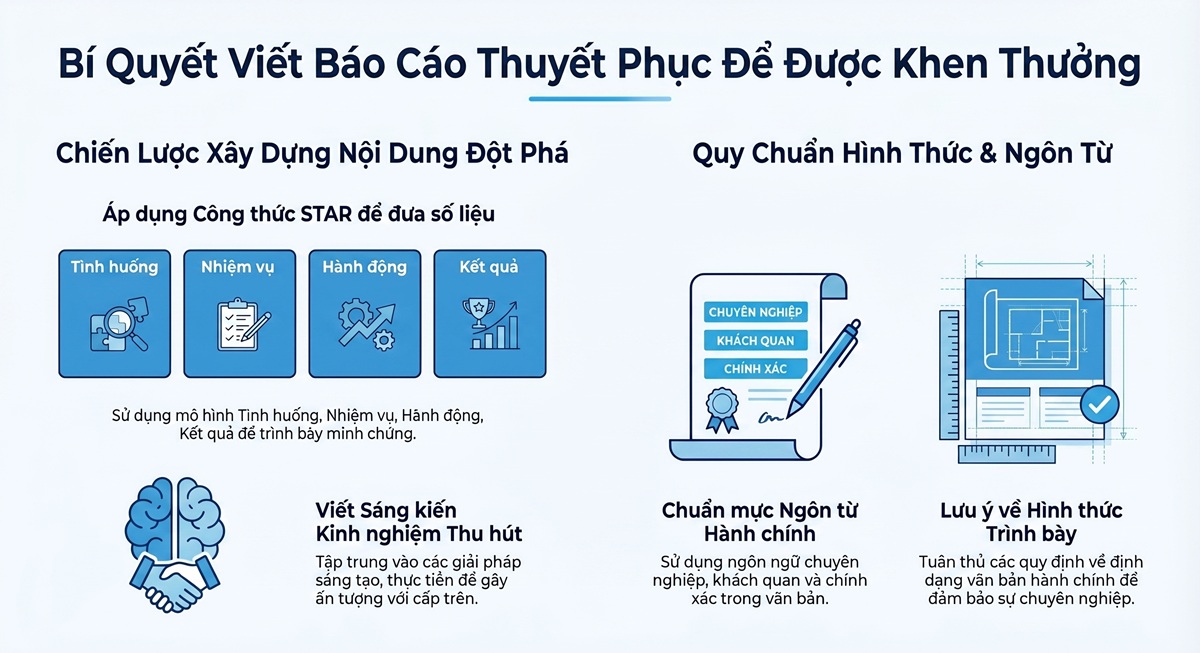 Hướng dẫn cách viết nội dung báo cáo thuyết phục để được khen thưởng