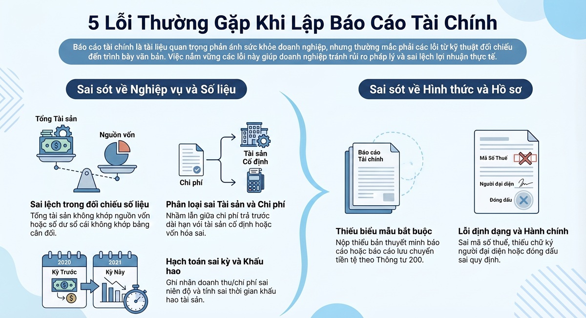 Lỗi thường gặp khi lập báo cáo tài chính
