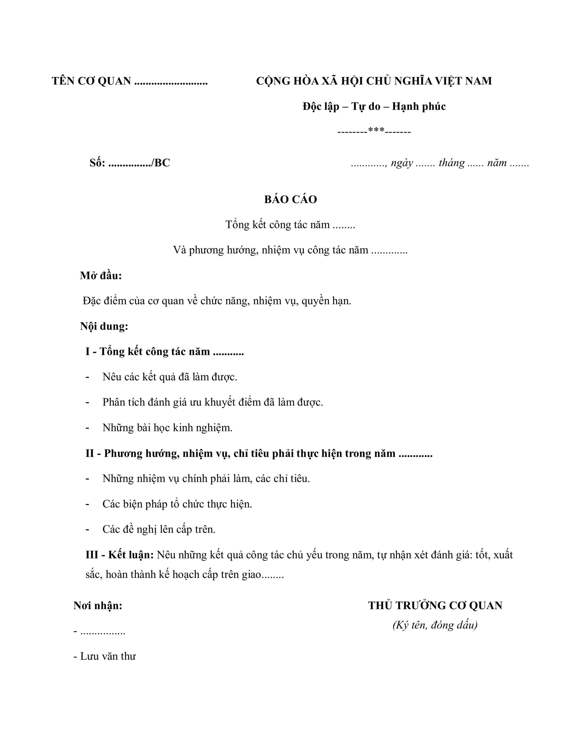 Báo cáo tổng kết năm