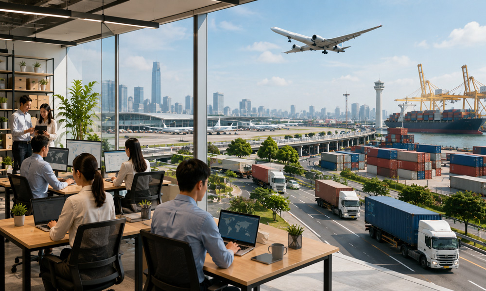 Doanh nghiệp logistics và thương mại nên chọn văn phòng kết nối thuận tiện sân bay