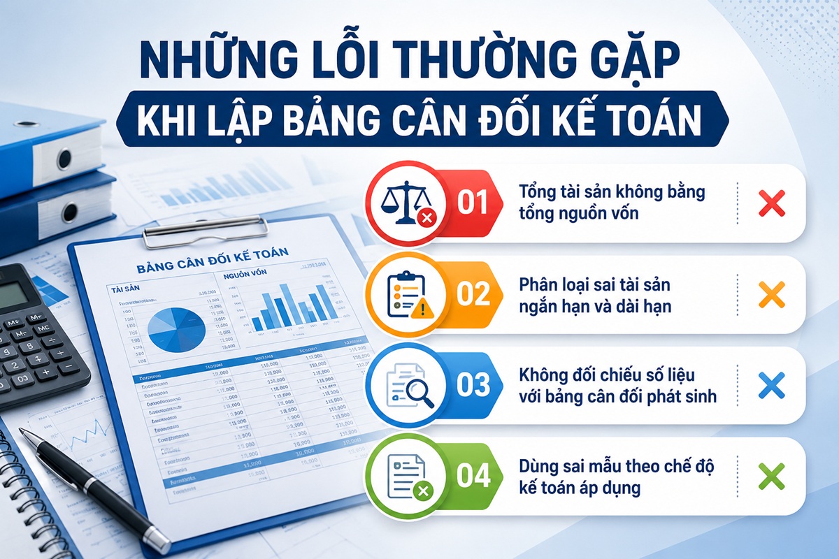 Những lỗi thường gặp khi lập bảng cân đối kế toán
