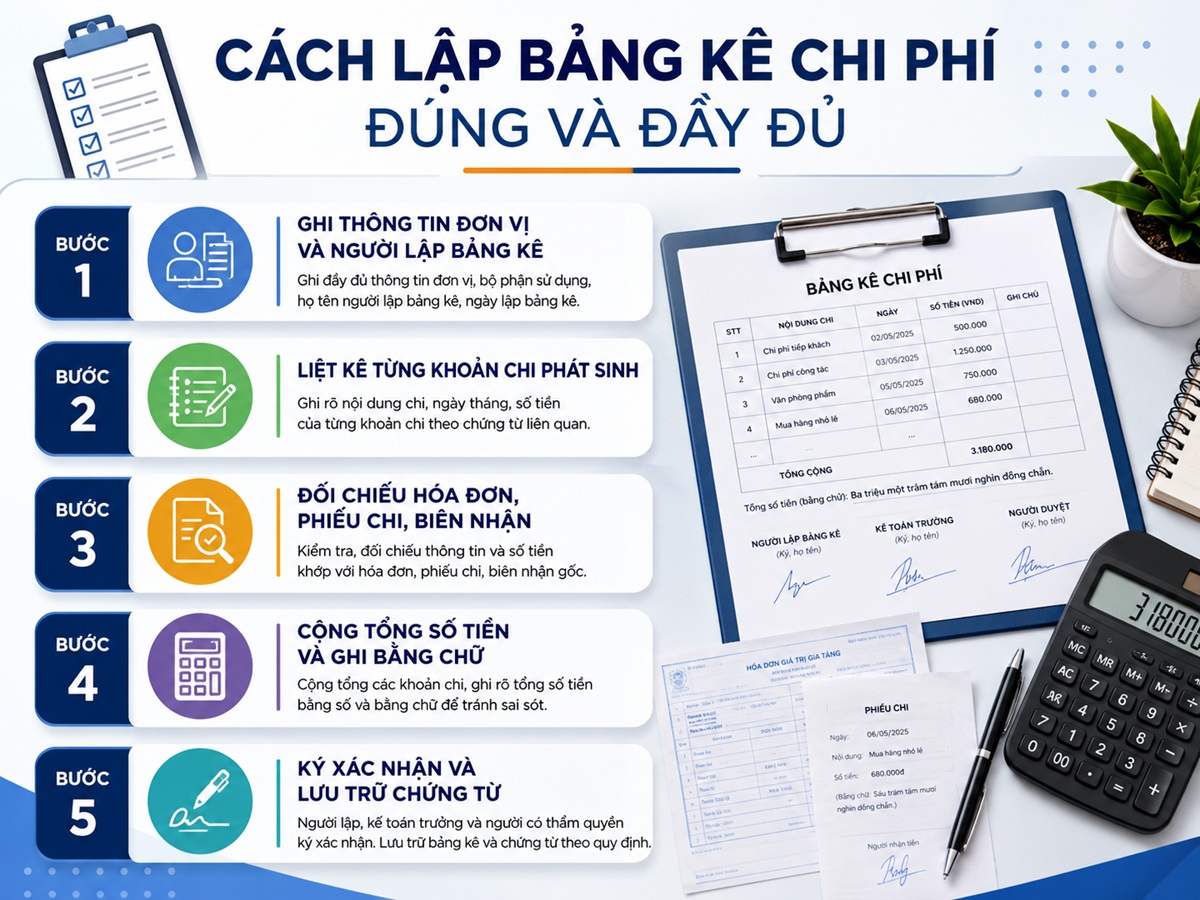 Cách lập bảng kê chi phí đúng và đầy đủ