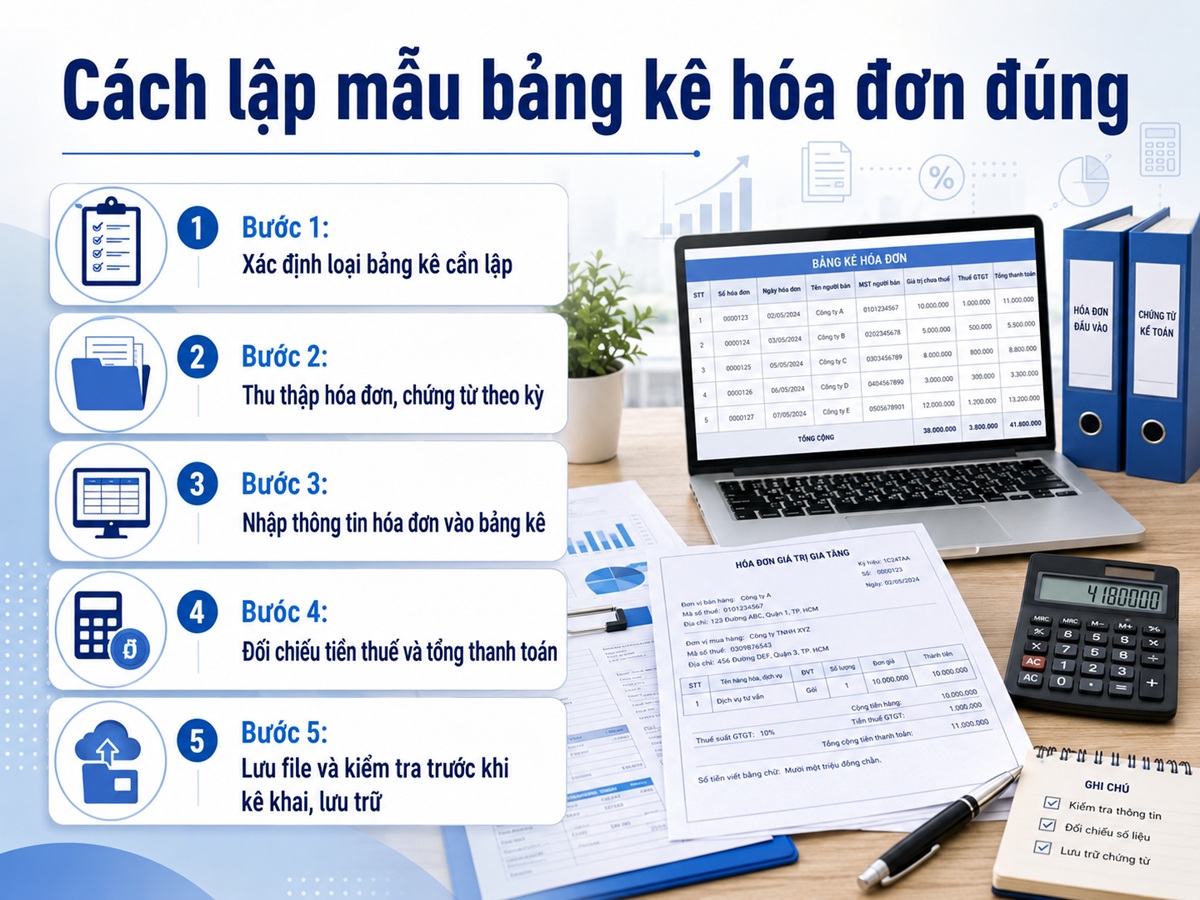 Cách lập mẫu bảng kê hóa đơn đúng