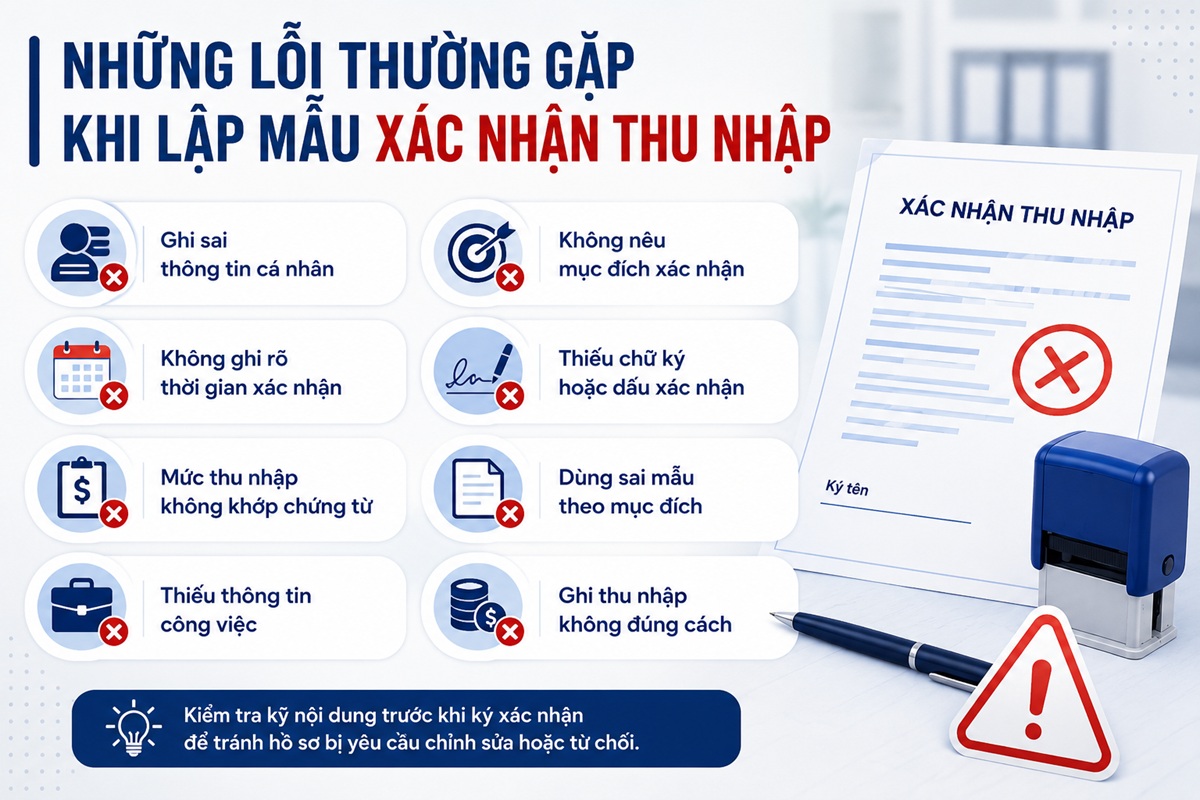 Những lỗi thường gặp khi lập mẫu xác nhận thu nhập