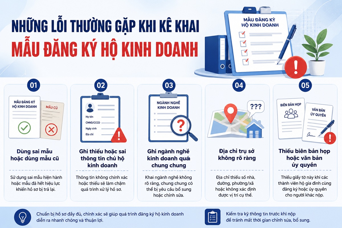Lỗi thường gặp khi đăng ký hộ kinh doanh