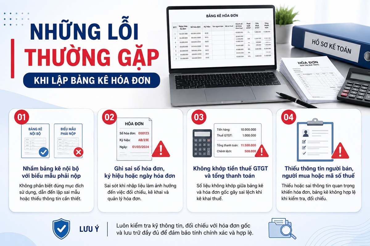 Lỗi thường gặp khi lập bảng kê hóa đơn