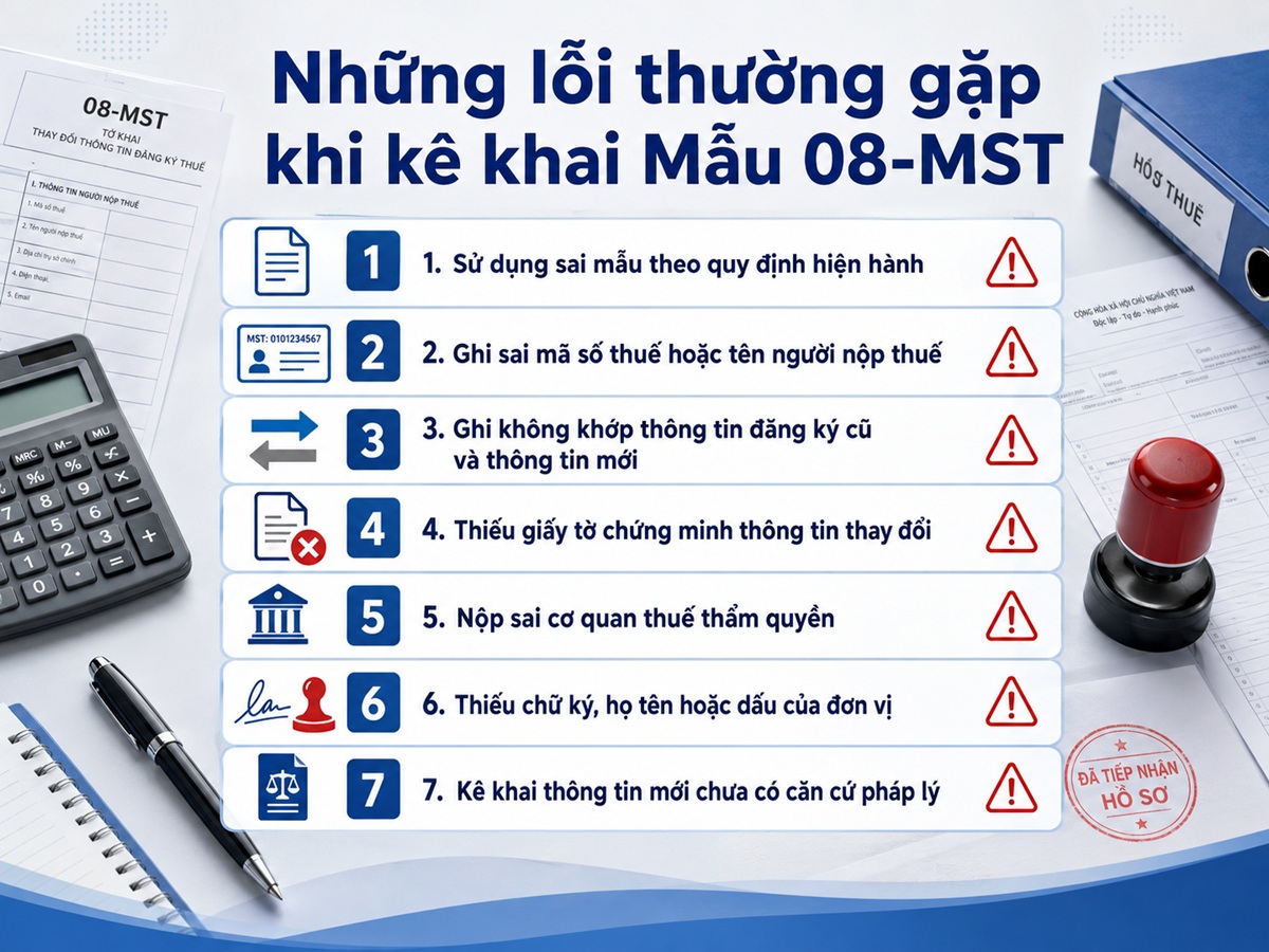 Lỗi thường gặp Mẫu 08-MST