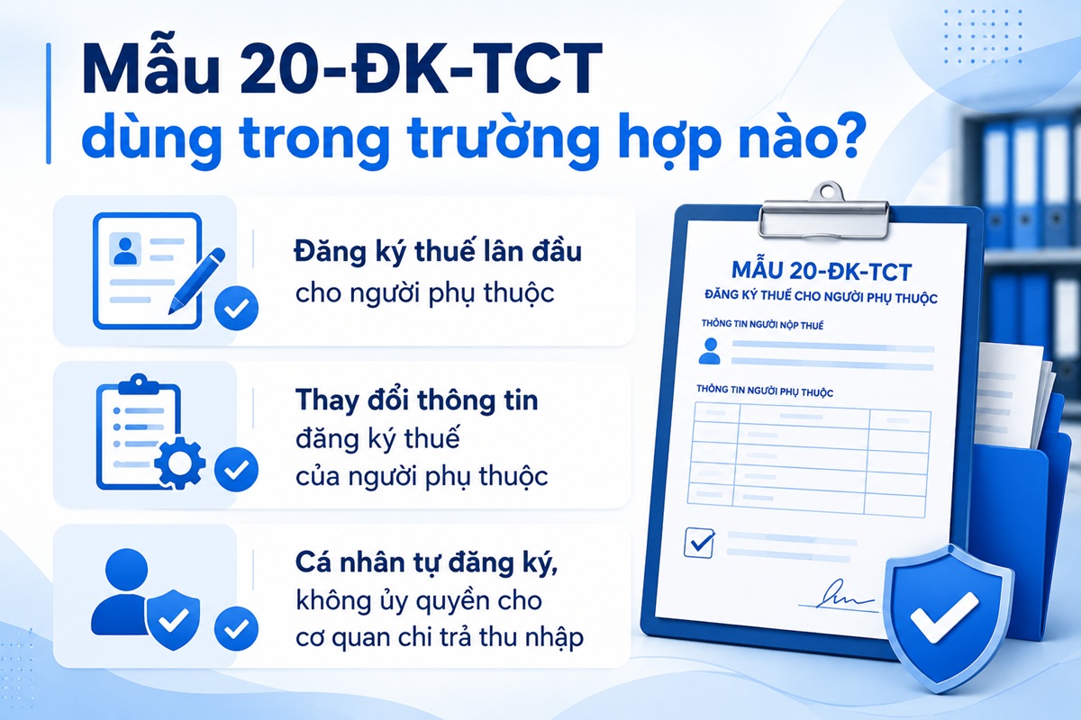 Trường hợp nào dùng Mẫu 20 ĐK TCT